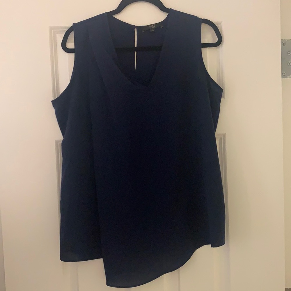 Navy asymmetric Alex Marie blouse